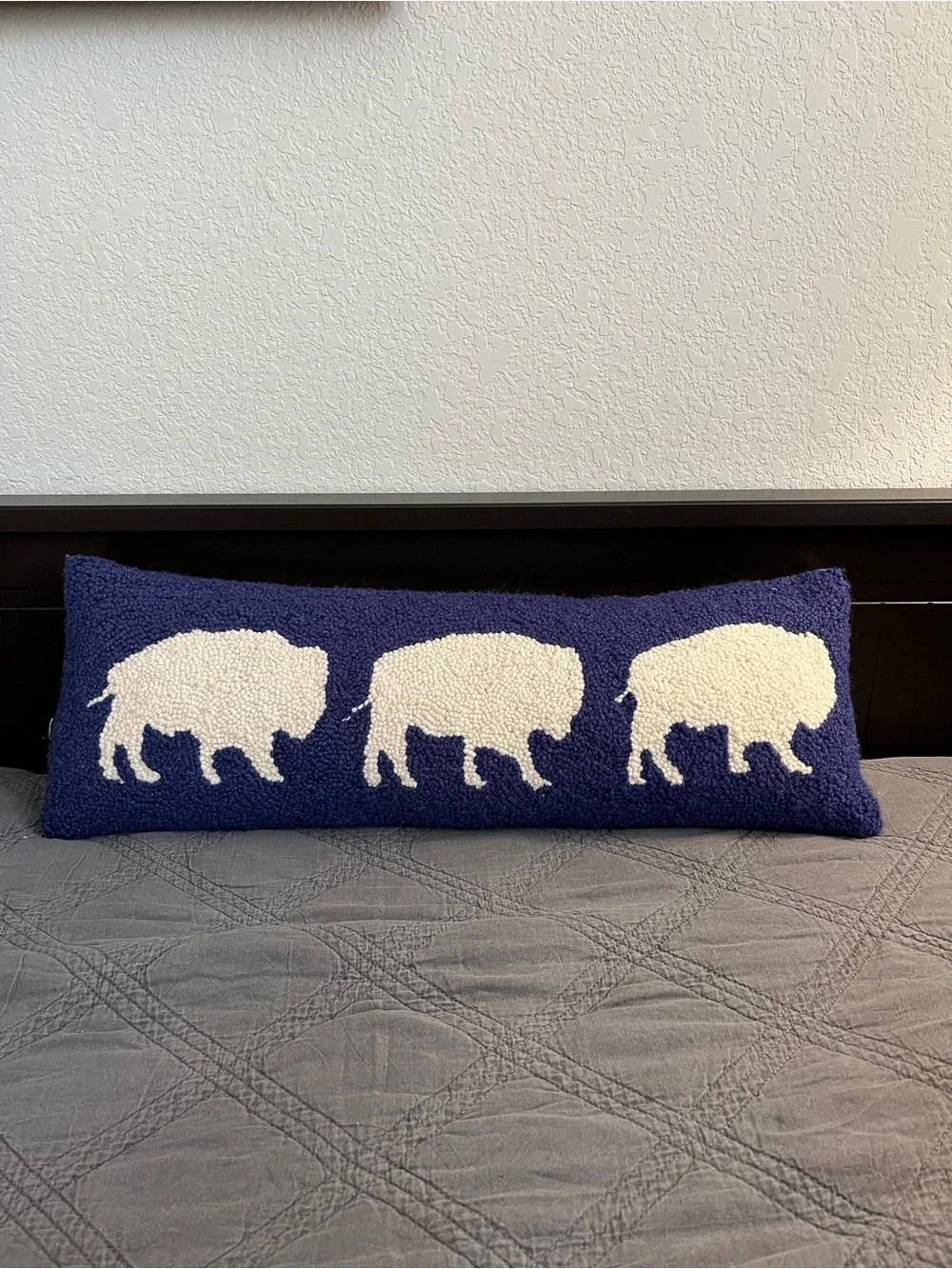 Three bison needlepoint lumbar pillow
